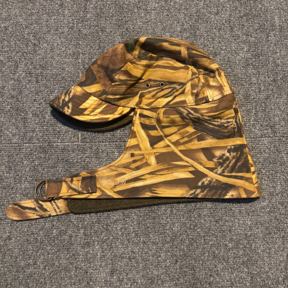Filson Wildfowl Hat Advantage Wetlands Camo Wool Lined Hunting Cap USA Large L